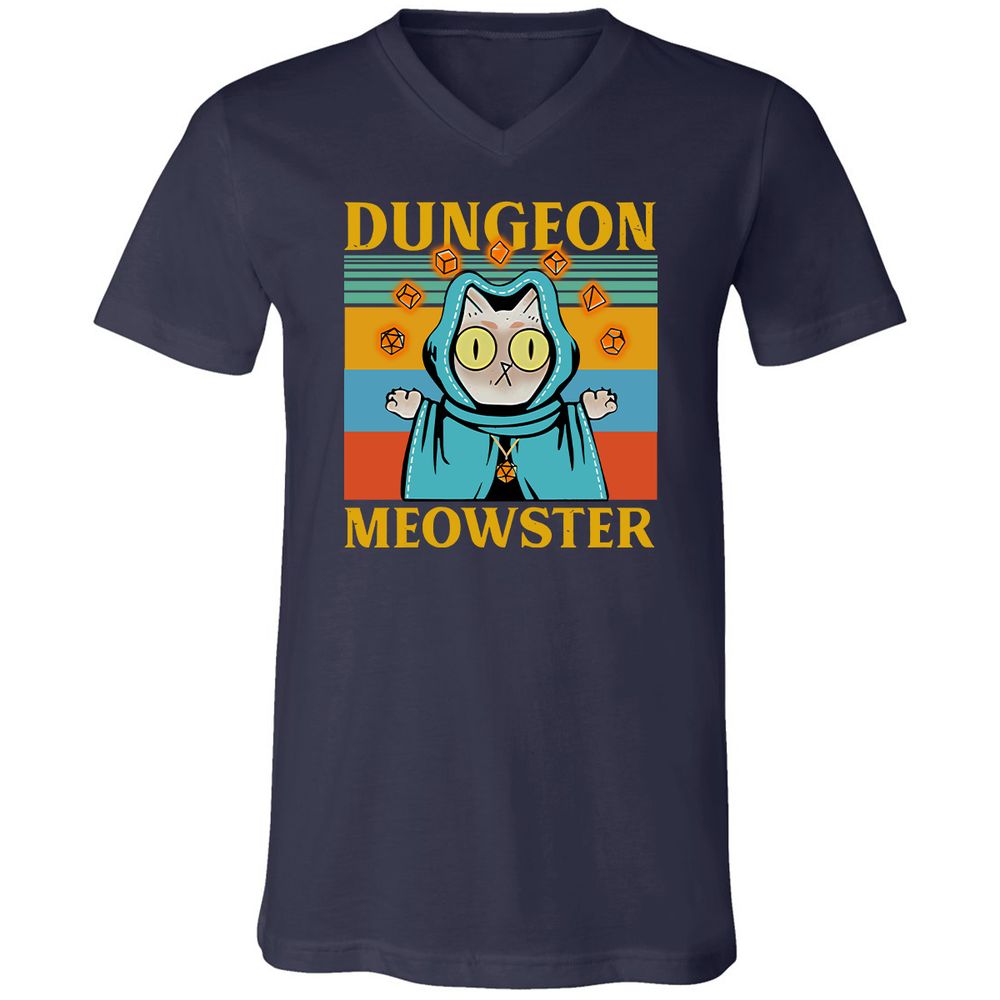 Dungeon Meowster Unisex V-Neck T-Shirt - Navy - 2