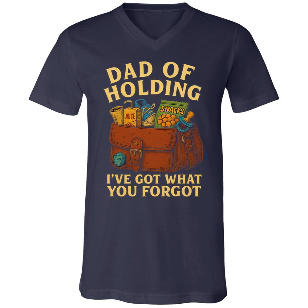 Dad Of Holding Unisex V-Neck T-Shirt - Navy - 2
