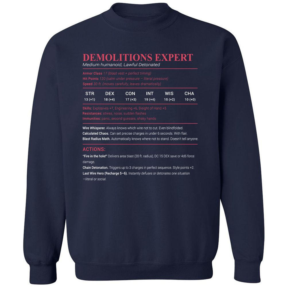 DEMOLITIONS EXPERT Classic Unisex Sweatshirt - Navy - 2