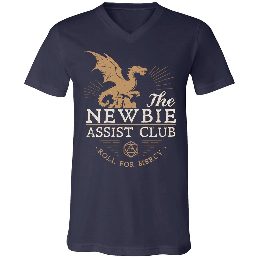 The Newbie Assist Club Unisex V-Neck T-Shirt - Navy - 2