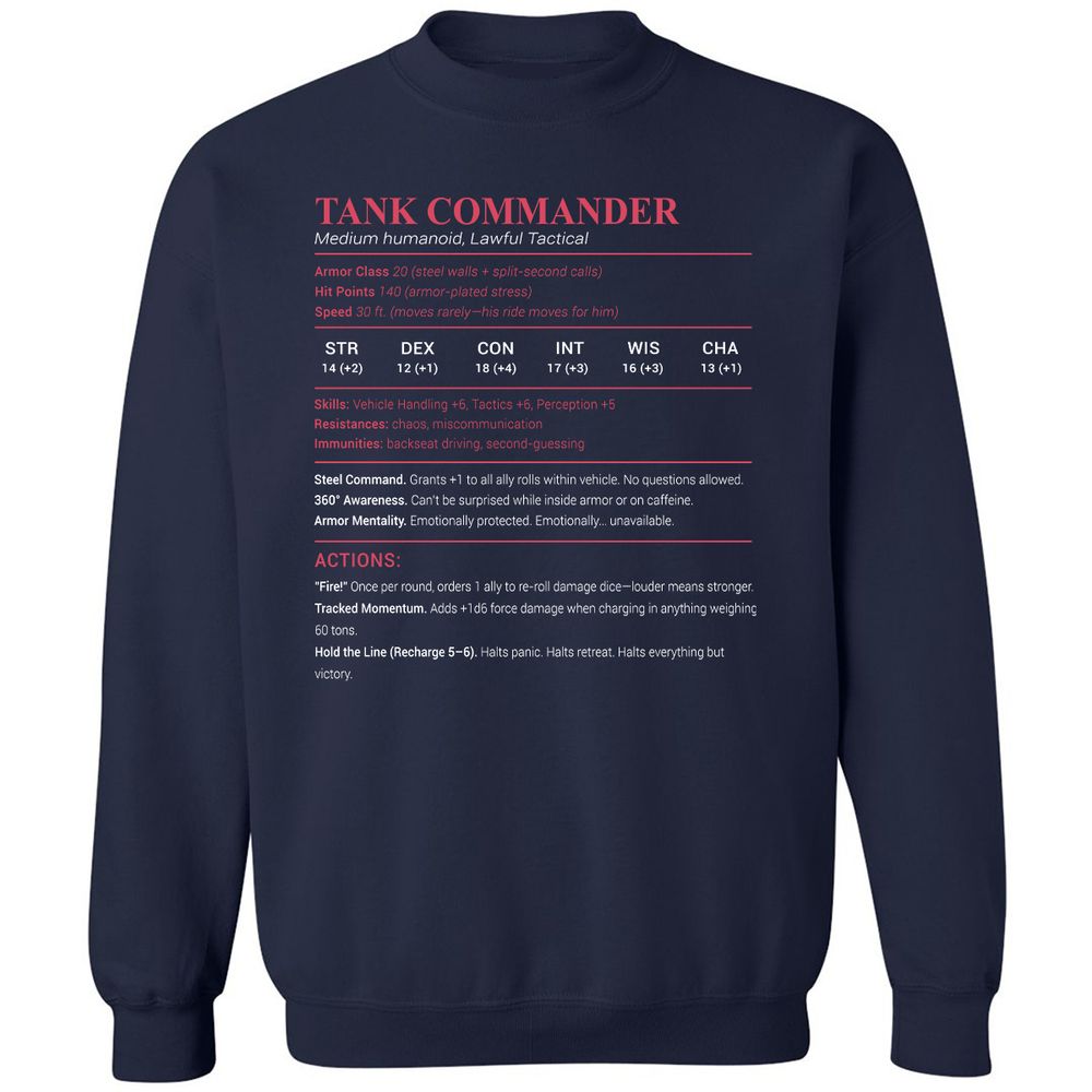 Tank Commander Classic Unisex Sweatshirt - Navy - 2