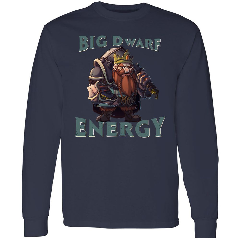 Big Dwarf Energy Long Sleeve T-Shirt - Navy - 2
