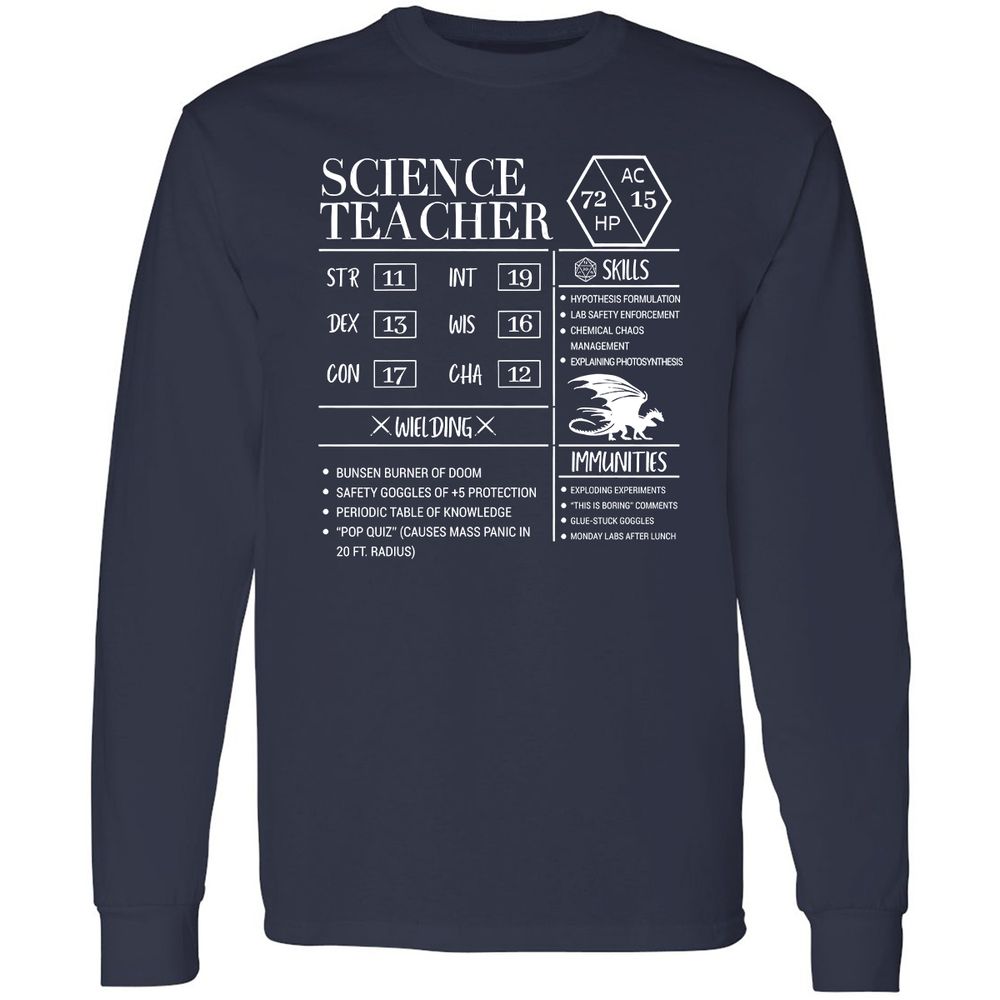 Science Teacher New Long Sleeve T-Shirt - Navy - 2