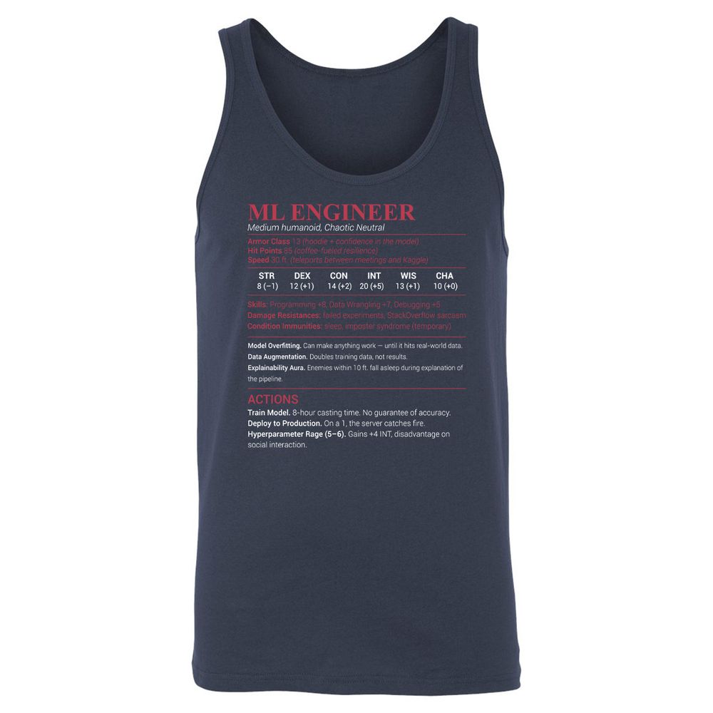 ML Engineer Unisex Jersey Tank - Navy - 2