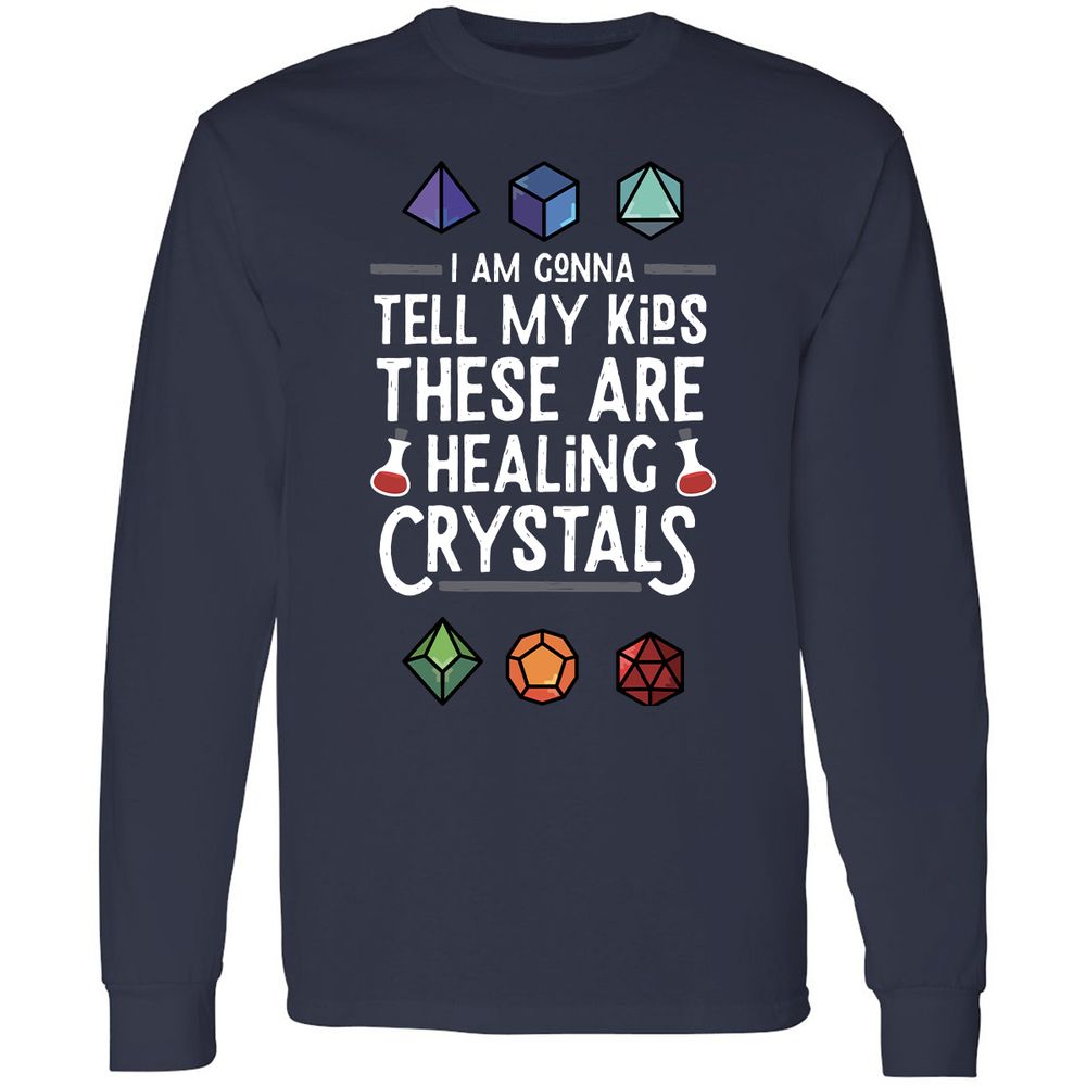 Healing Crystals Long Sleeve T-Shirt - Navy - 2