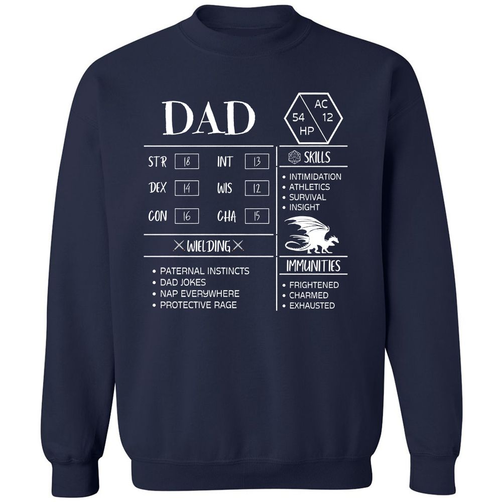 Dad Stats 2 Classic Unisex Sweatshirt - Navy - 2