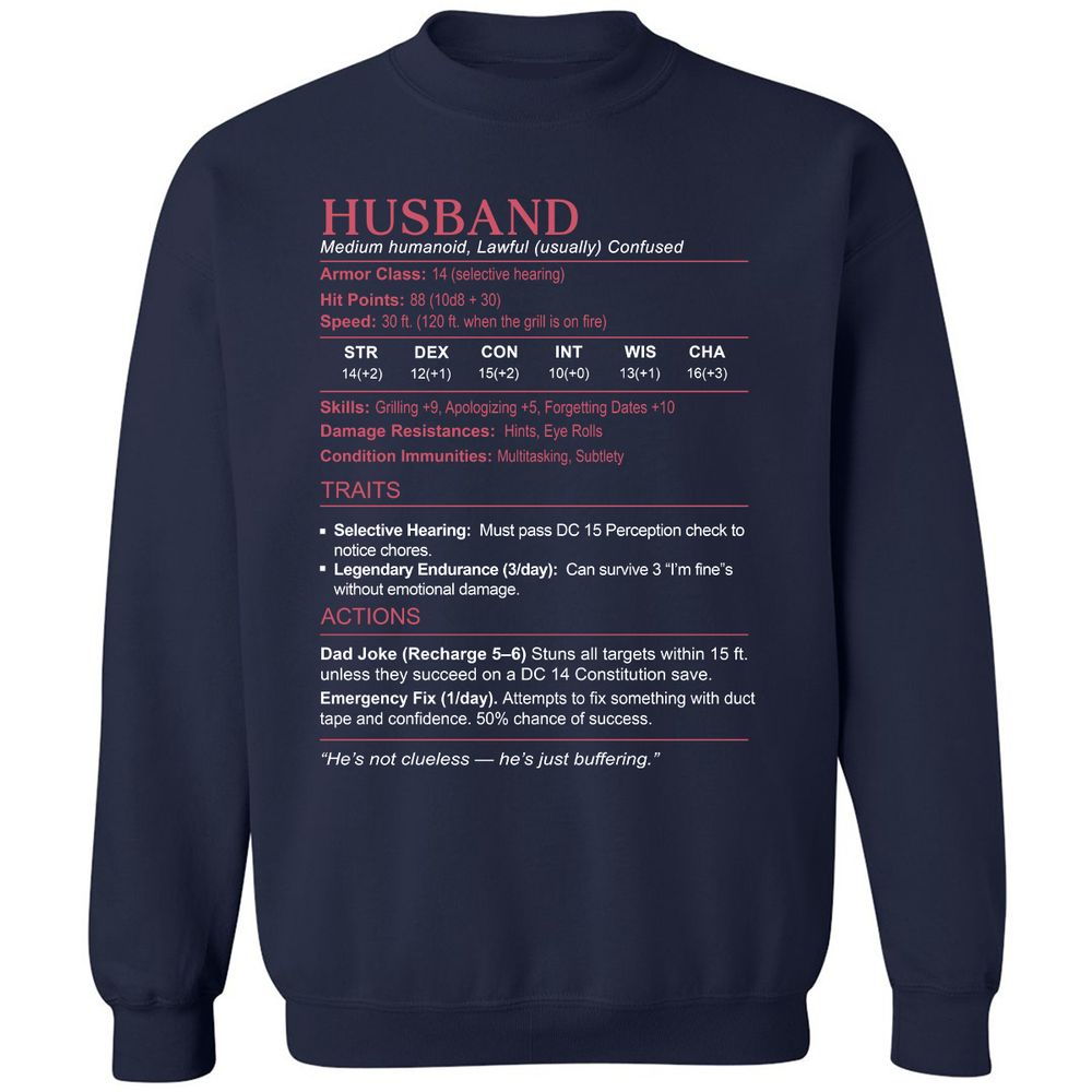 Husband Stats Classic Unisex Sweatshirt - Navy - 2