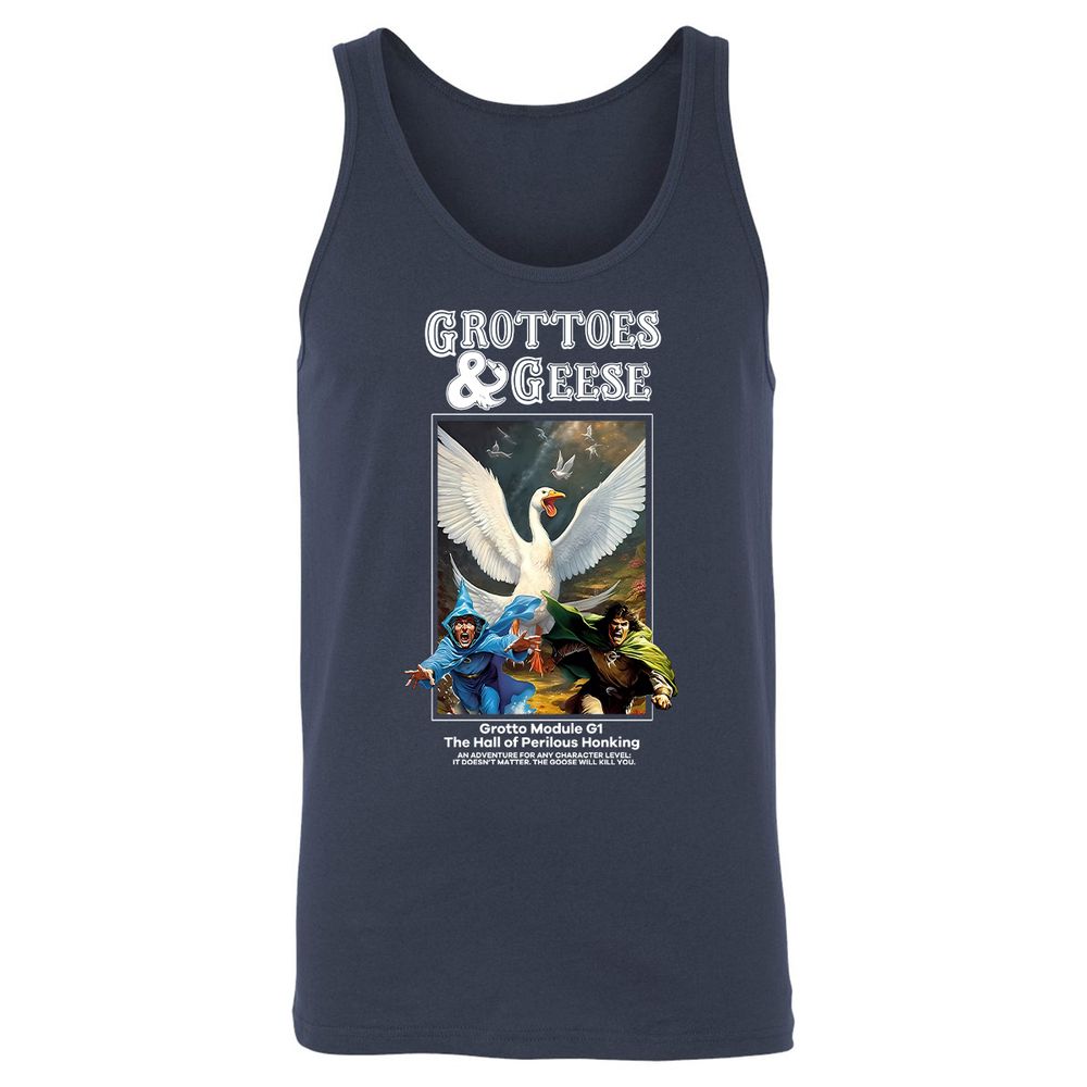 Grottoes & Geese Unisex Jersey Tank - Navy - 2