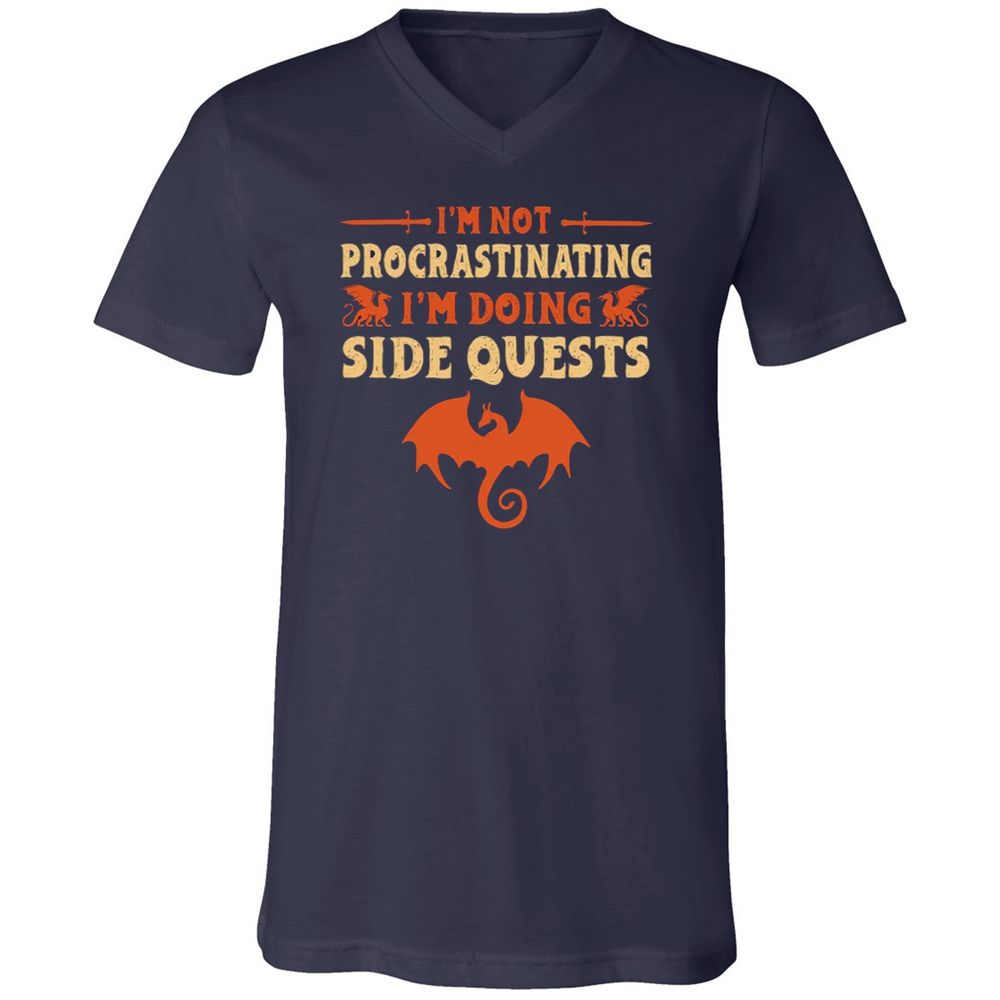 I'm Doing Side Quests Unisex V-Neck T-Shirt - Navy - 2