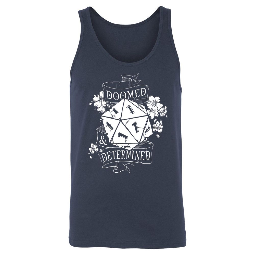 Doomed Determined Unisex Jersey Tank - Navy - 2