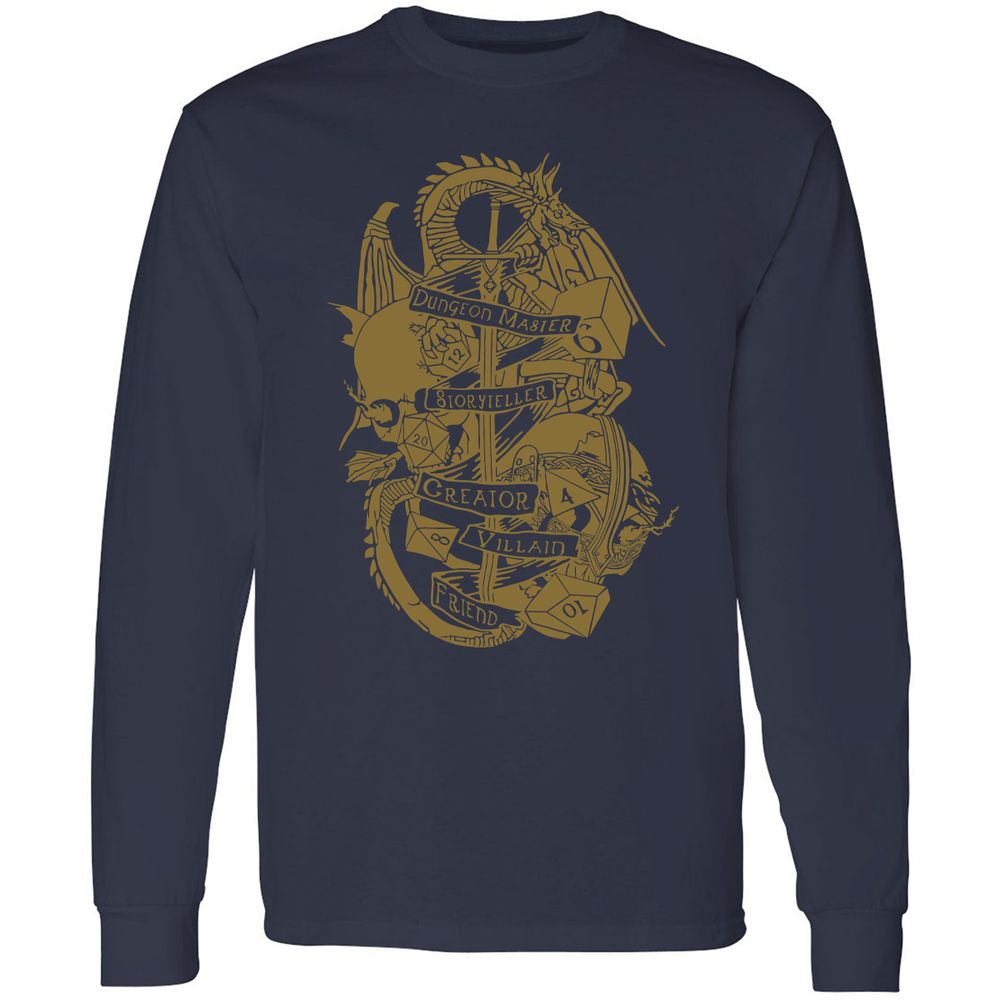 Dungeon Master Dragon Long Sleeve T-Shirt - Navy - 2