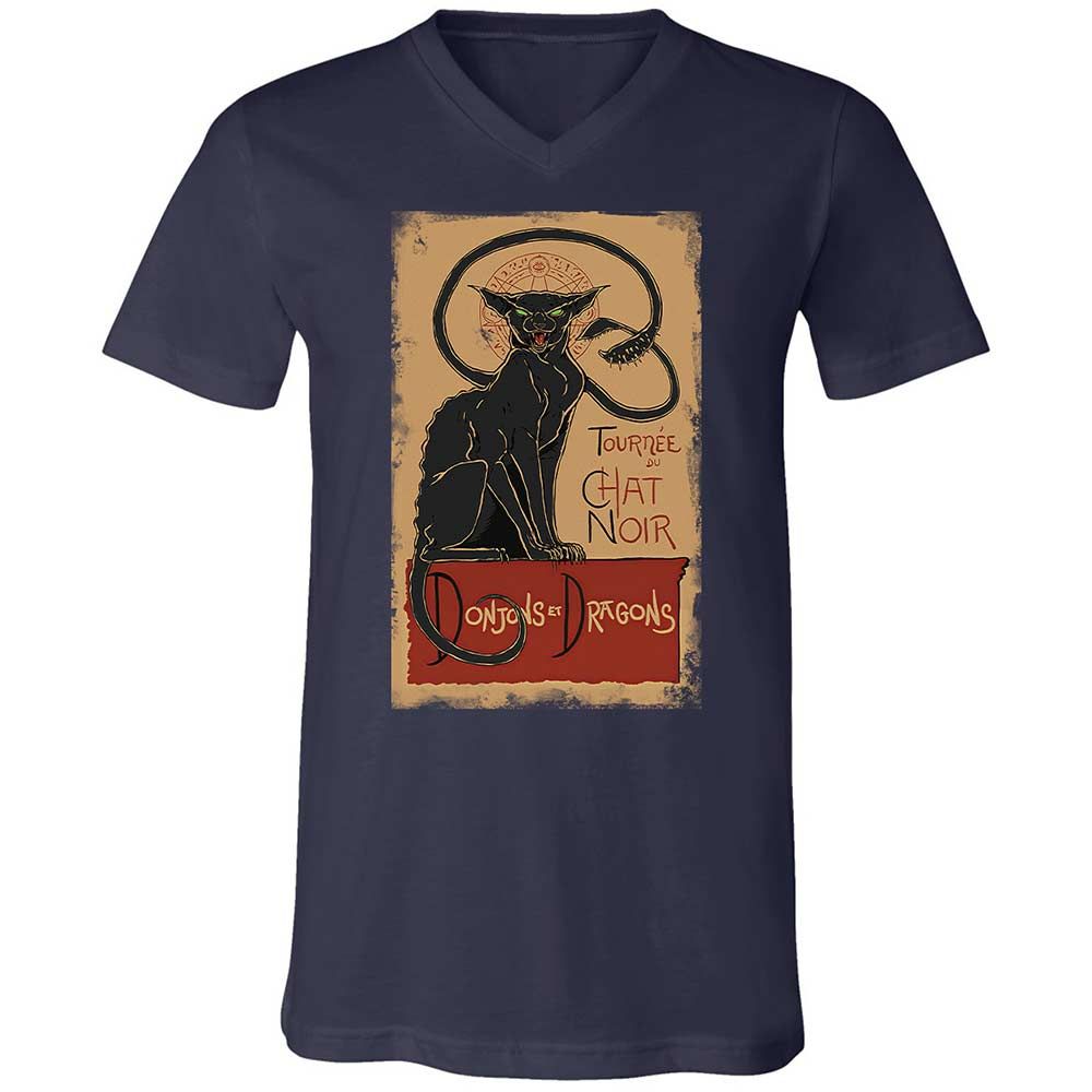 Tournee Du Chat Noir Unisex V-Neck T-Shirt - Navy - 2