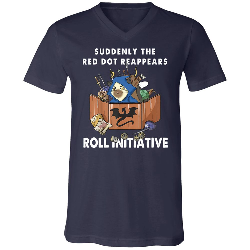 Suddenly The Red Dot Reappears Roll Initiative Unisex V-Neck T-Shirt - Navy - 2
