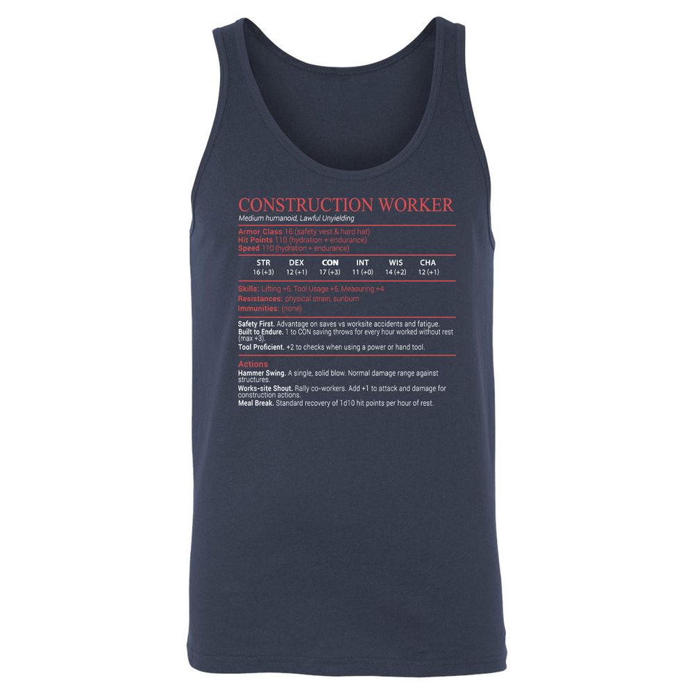 Construction Worker Stats Block - Navy - 2
