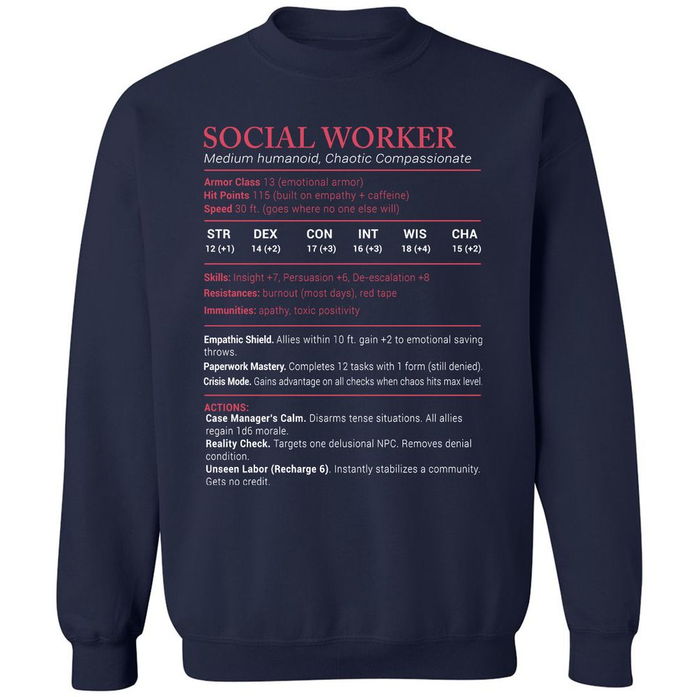 Social Worker Stats Classic Unisex Sweatshirt - Navy - 2