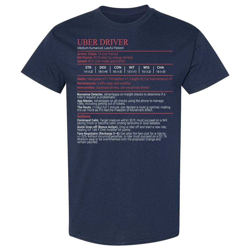 Uber Driver Stats Block Classic Unisex T-Shirt - Navy - 2