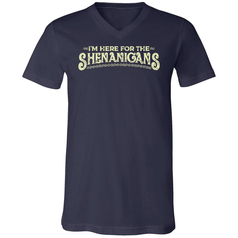 Here For The Shenanigans Unisex V-Neck T-Shirt - Navy - 2
