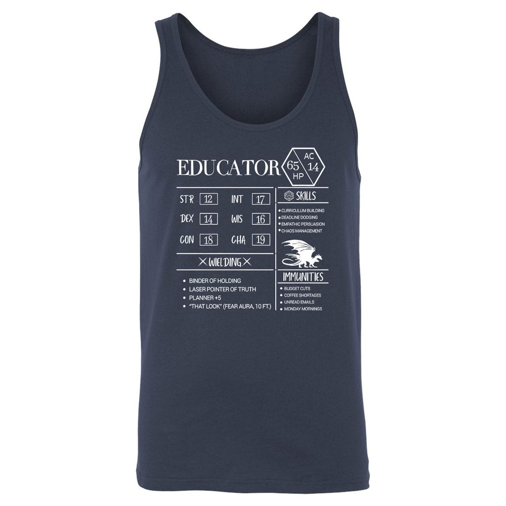 Educator New Unisex Jersey Tank - Navy - 2
