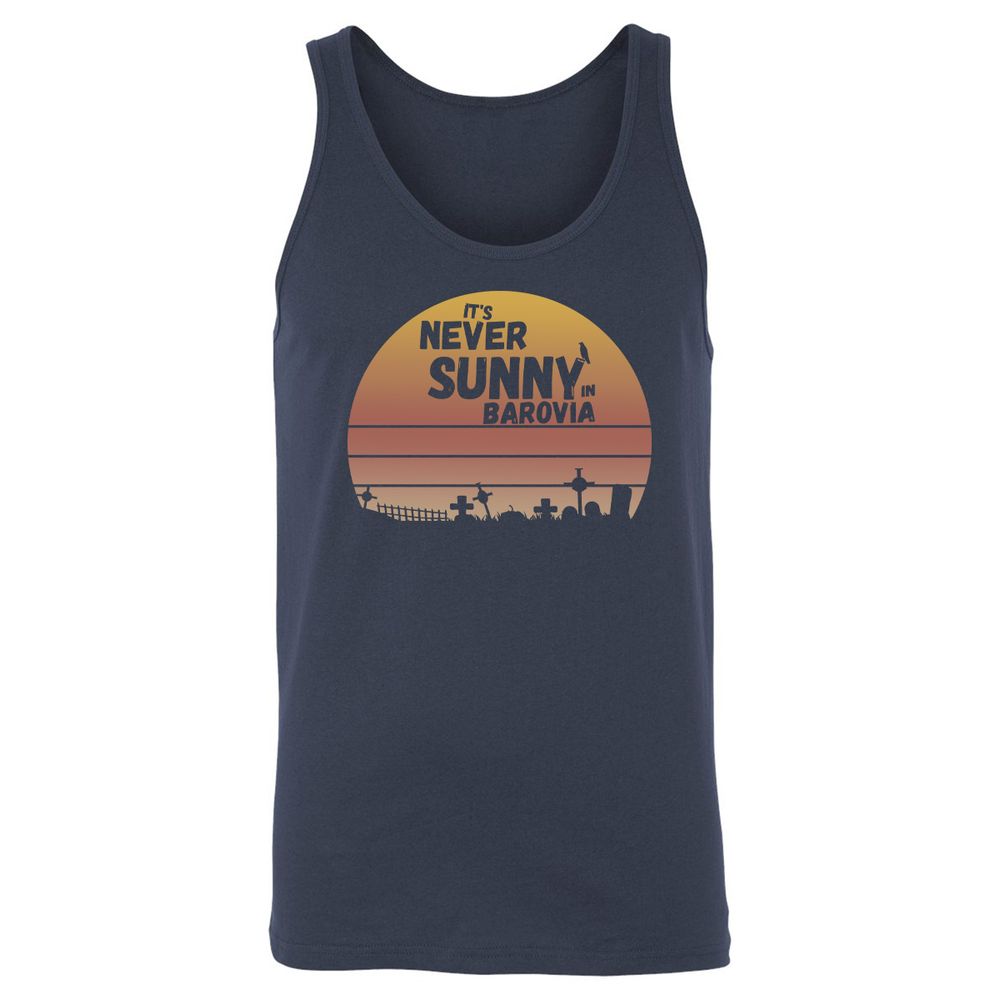 Vintage It's Never Sunny In Barovia Unisex Jersey Tank - Navy - 2