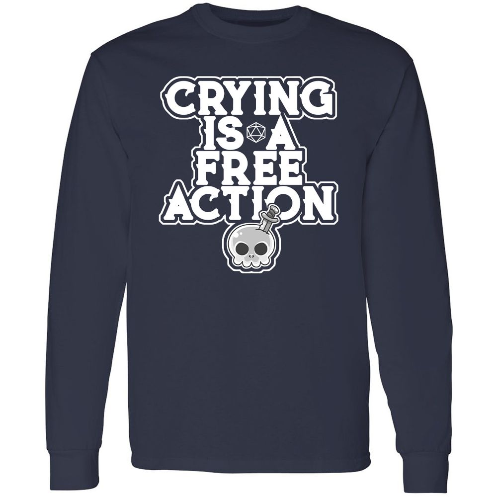 Crying Is A Free Action Long Sleeve T-Shirt - Navy - 2