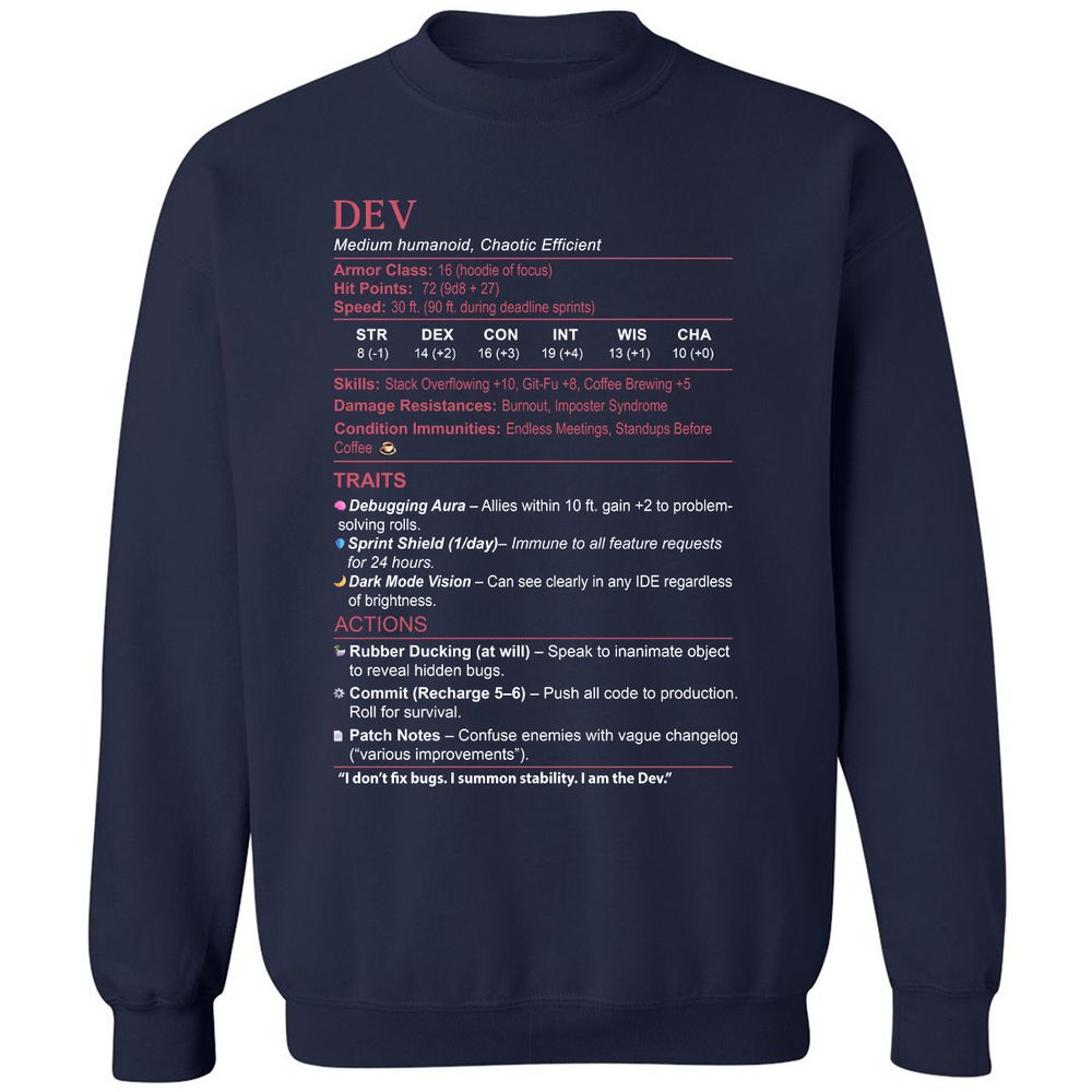DEV Stats Classic Unisex Sweatshirt - Navy - 2