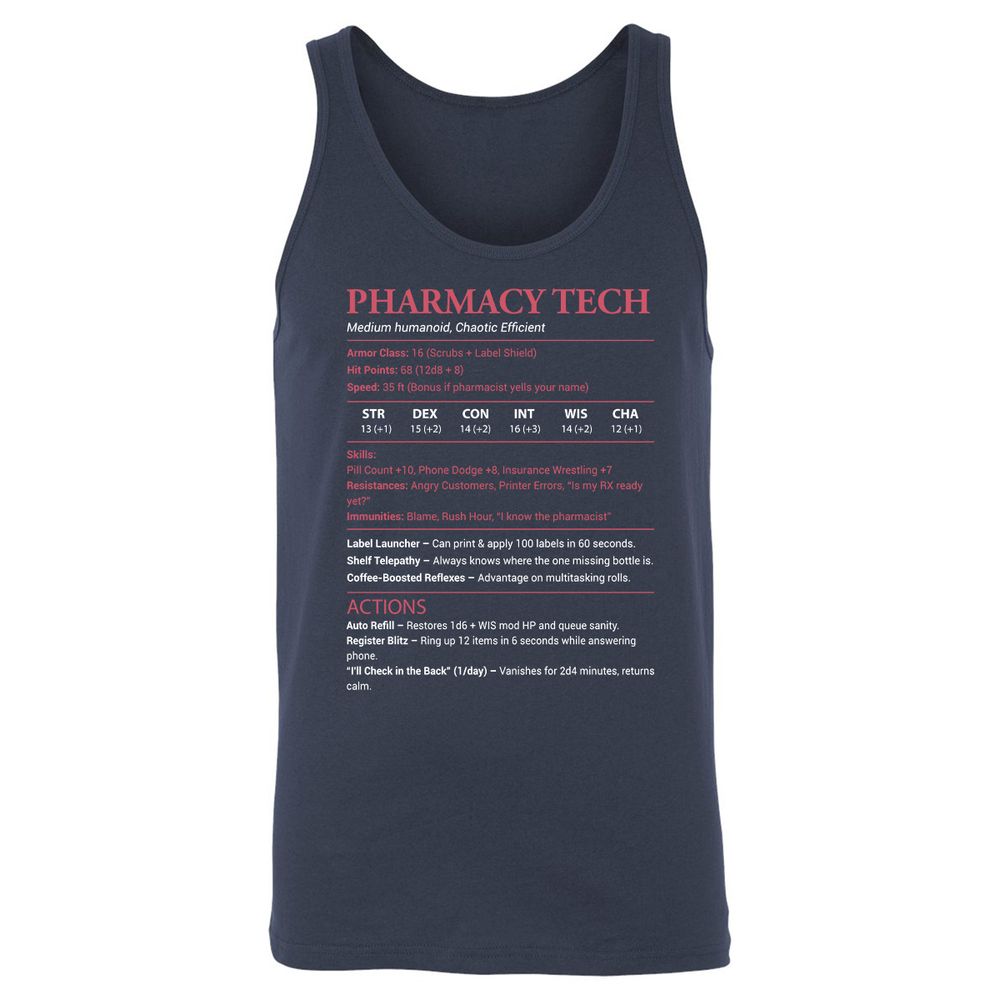 Pharmacy Tech Unisex Jersey Tank - Navy - 2