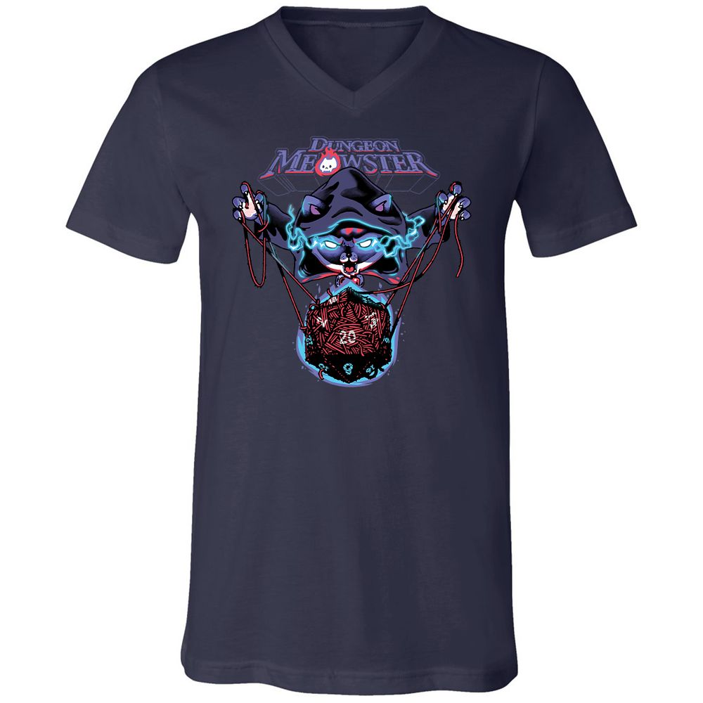 Dungeon Meowster Unisex V-Neck T-Shirt - Navy - 2