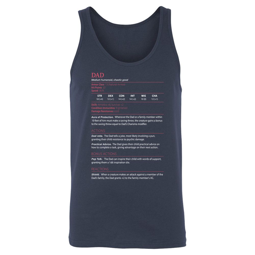 Dad Stats Unisex Jersey Tank - Navy - 2