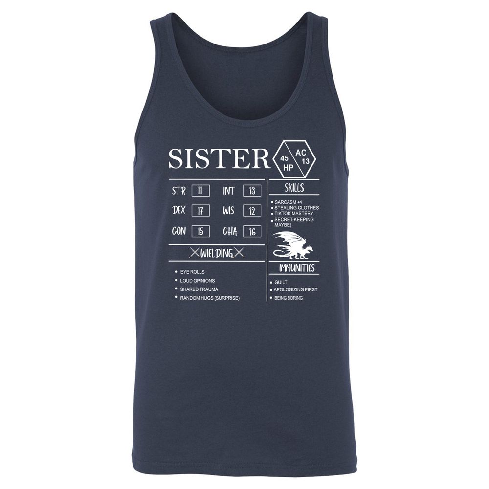 Sister Stats Unisex Jersey Tank - Navy - 2