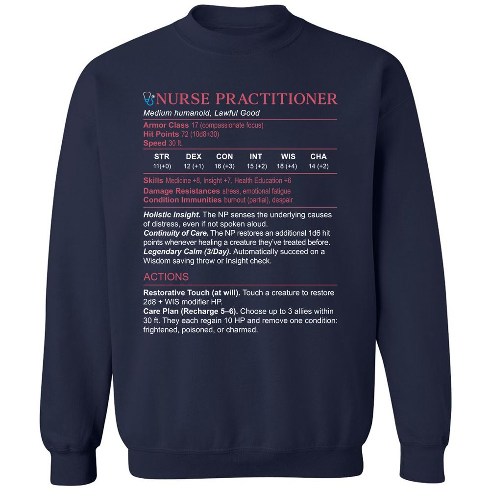 Nurse Practitioner Stats Classic Unisex Sweatshirt - Navy - 2