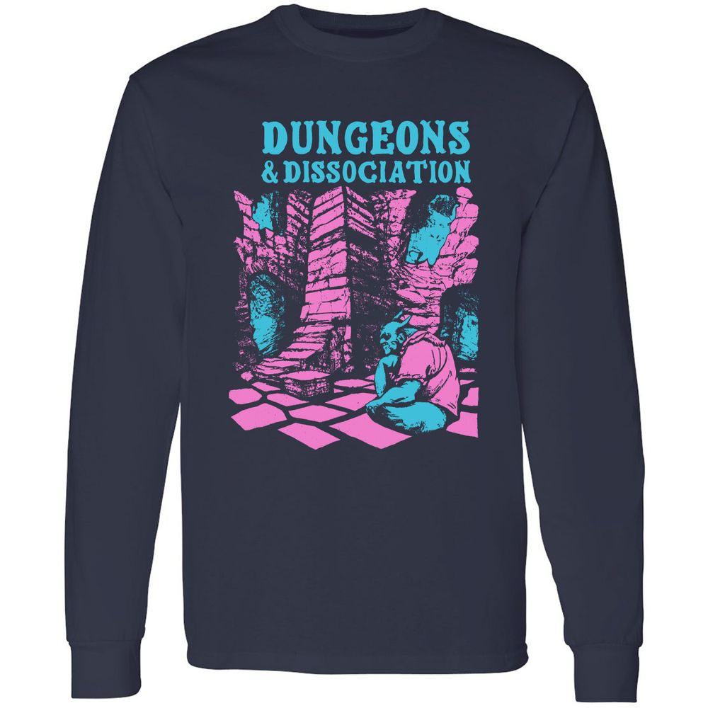 Dungeons And Dissociation Long Sleeve T-Shirt - Navy - 2