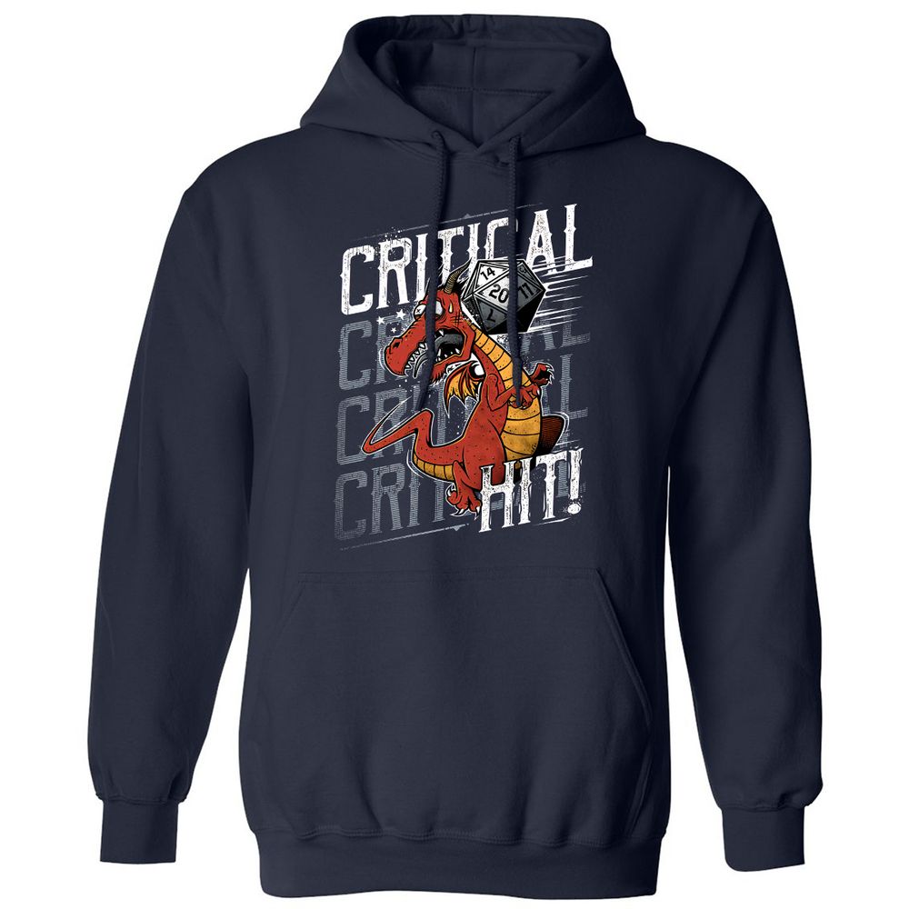 Funny Dragon Critical Hit Classic Unisex Hoodie - Navy - 2