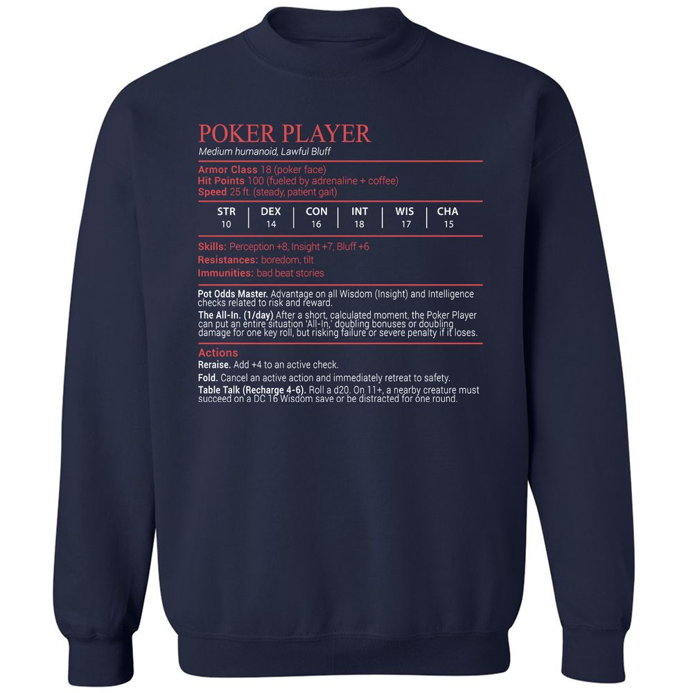 Poker Player Stats Block - Navy - 2