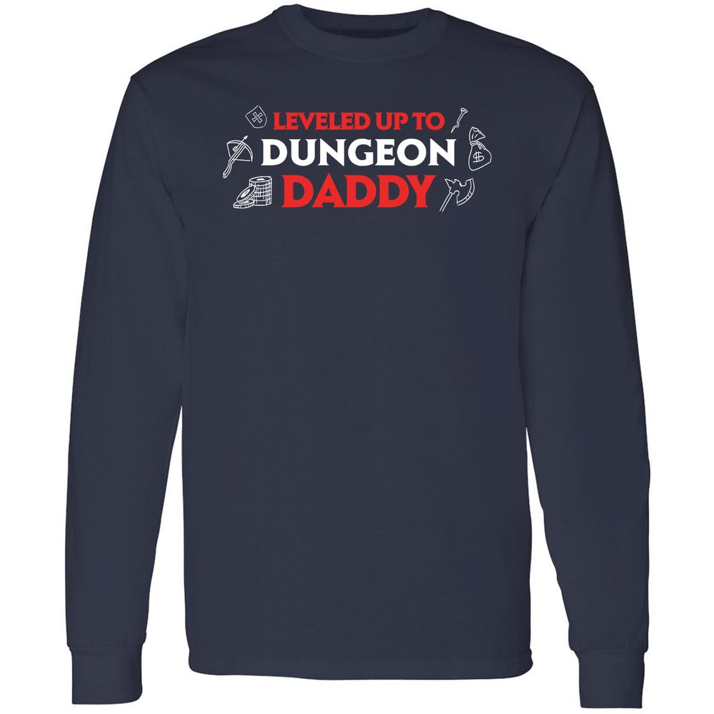 Leveled Up To Dungeon Daddy Long Sleeve T-Shirt - Navy - 2