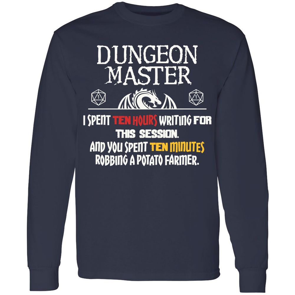 Dungeon Master Chaos Meme Long Sleeve T-Shirt - Navy - 2