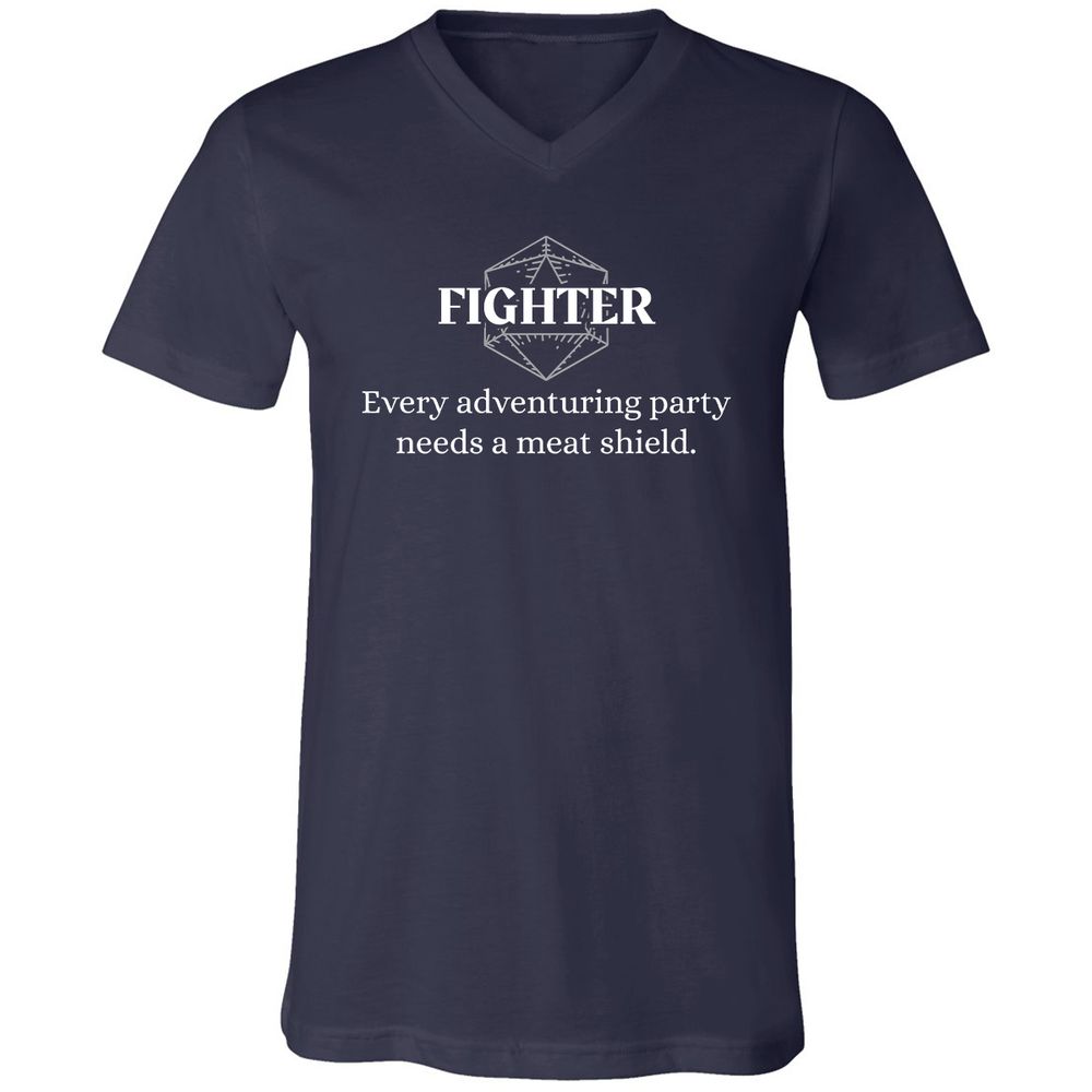 Fighter – Every Party Needs A Meat Shield Unisex V-Neck T-Shirt - Navy - 2