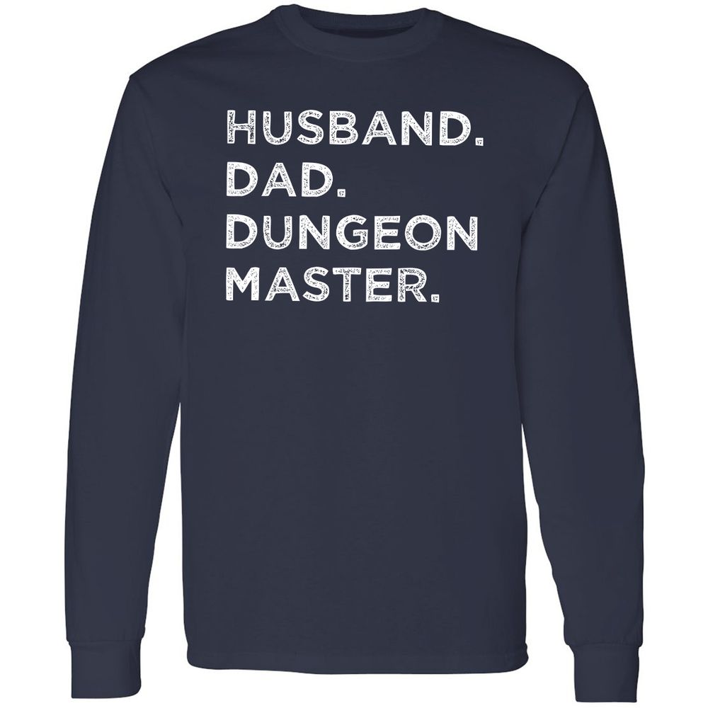 Husband Dad Dungeon Master Long Sleeve T-Shirt - Navy - 2