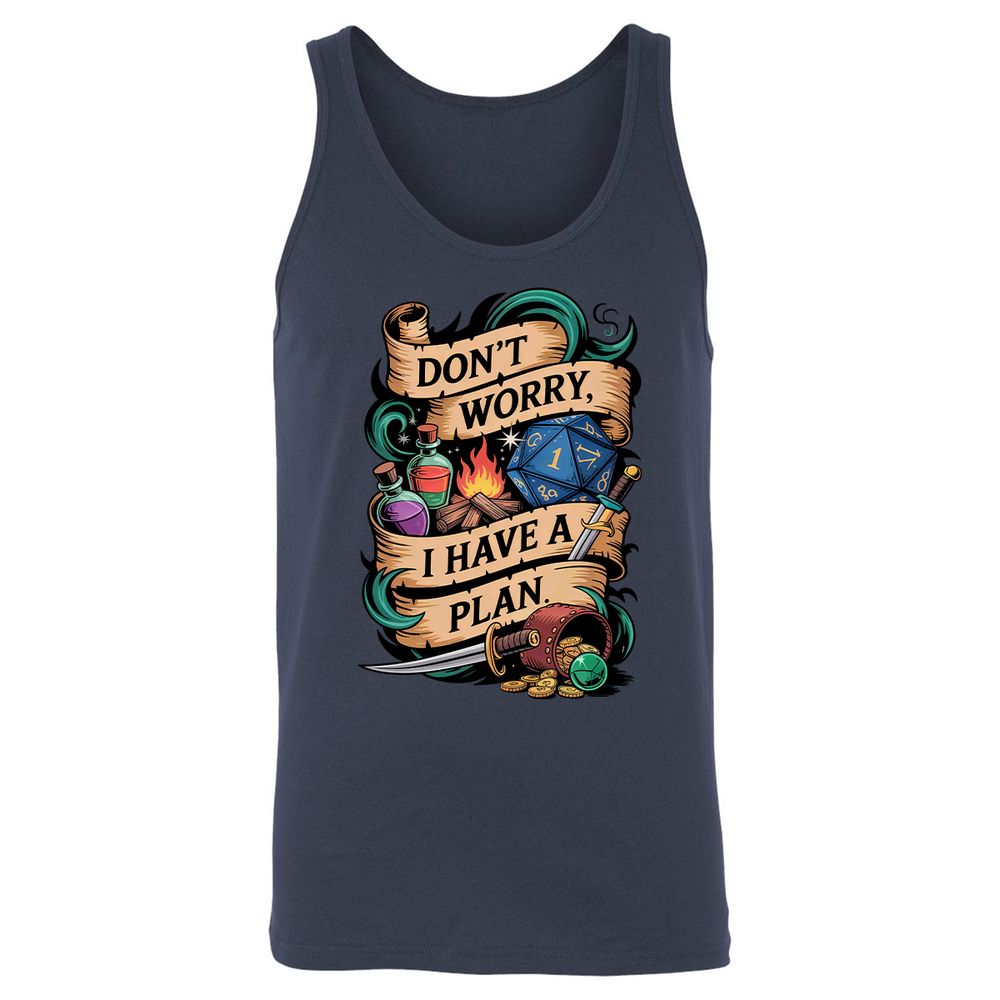 Don't Worry I Have A Plan Unisex Jersey Tank - Navy - 2