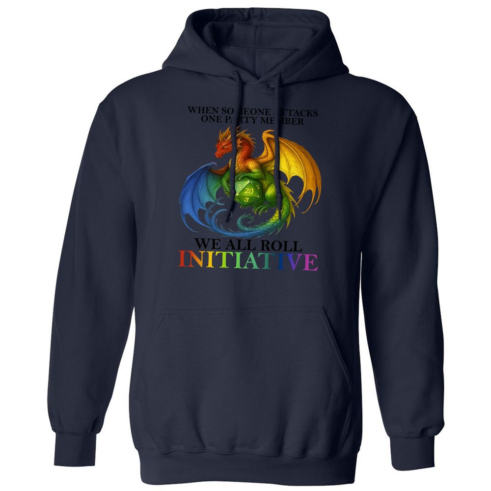 Dragon We All Roll For Initiative Classic Unisex Hoodie - Navy - 2
