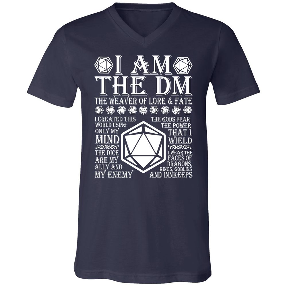 I Am The DM The Weaver Of Lore And Fate Unisex V-Neck T-Shirt - Navy - 2