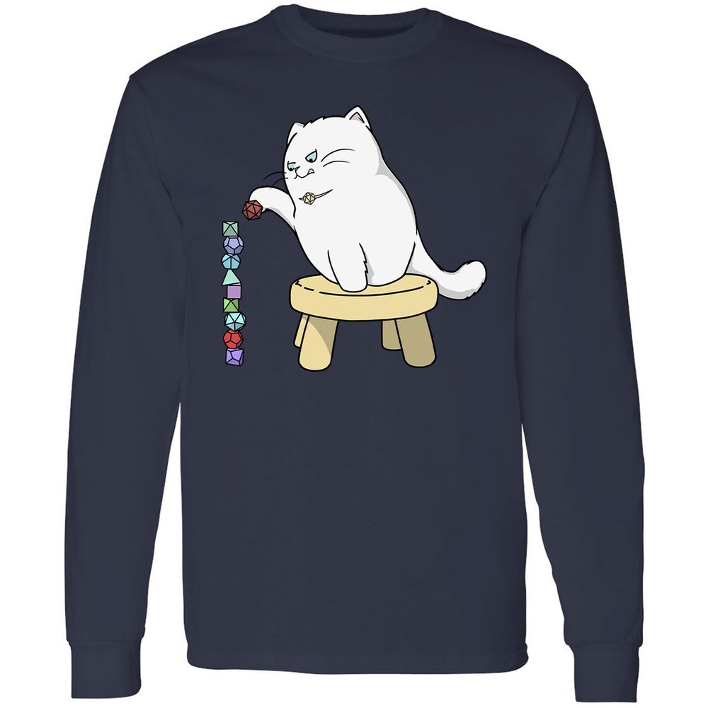 Cat Stacking Dice Long Sleeve T-Shirt - Navy - 2