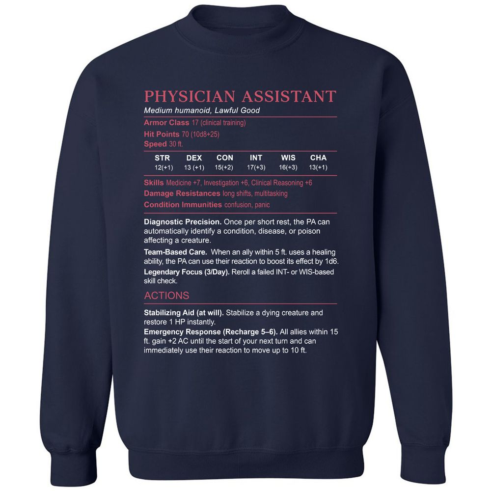 PHYSICIAN ASSISTANT Stats Classic Unisex Sweatshirt - Navy - 2