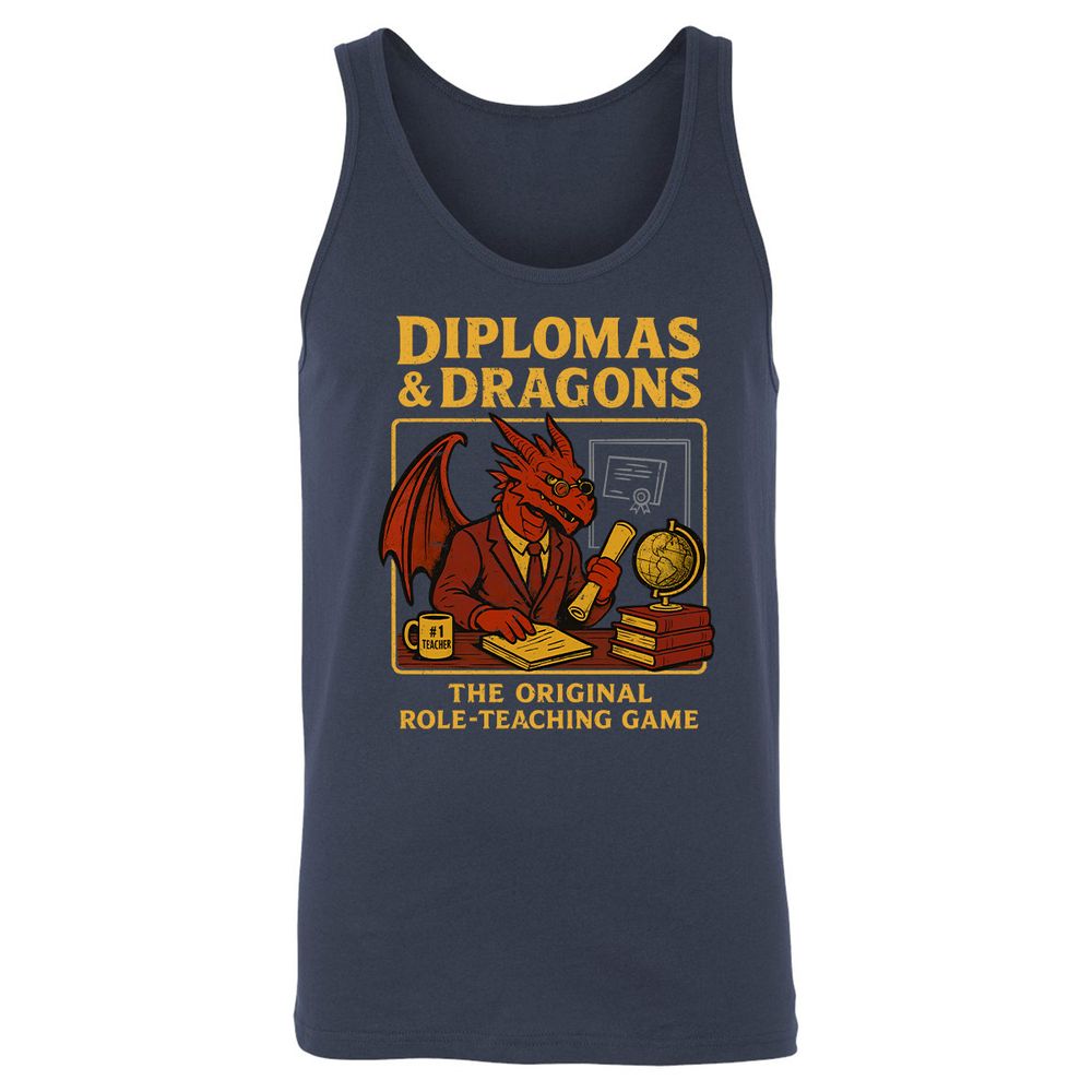 Diplomas & Dragons Unisex Jersey Tank - Navy - 2