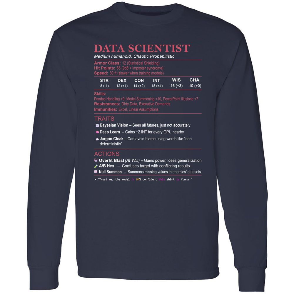 Data Scientist Stats Long Sleeve T-Shirt - Navy - 2