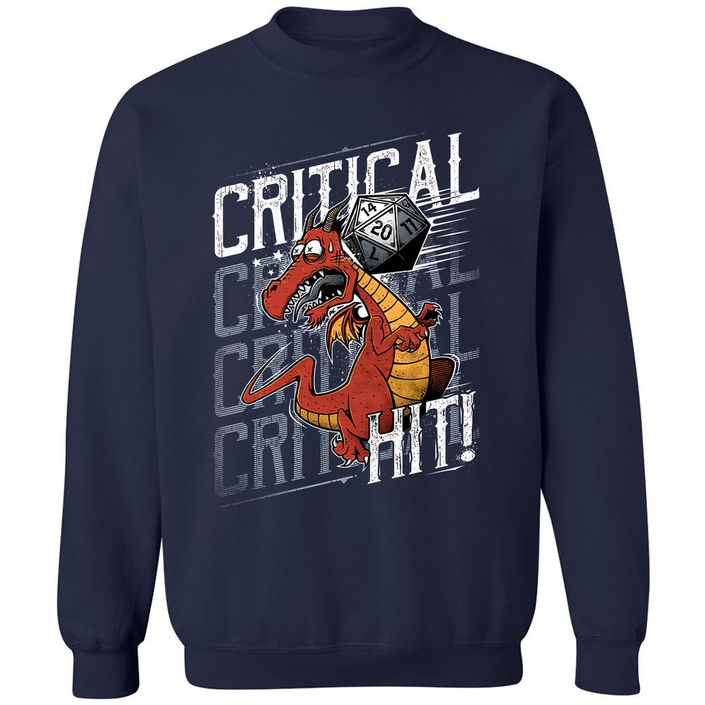Funny Dragon Critical Hit Classic Unisex Sweatshirt - Navy - 2