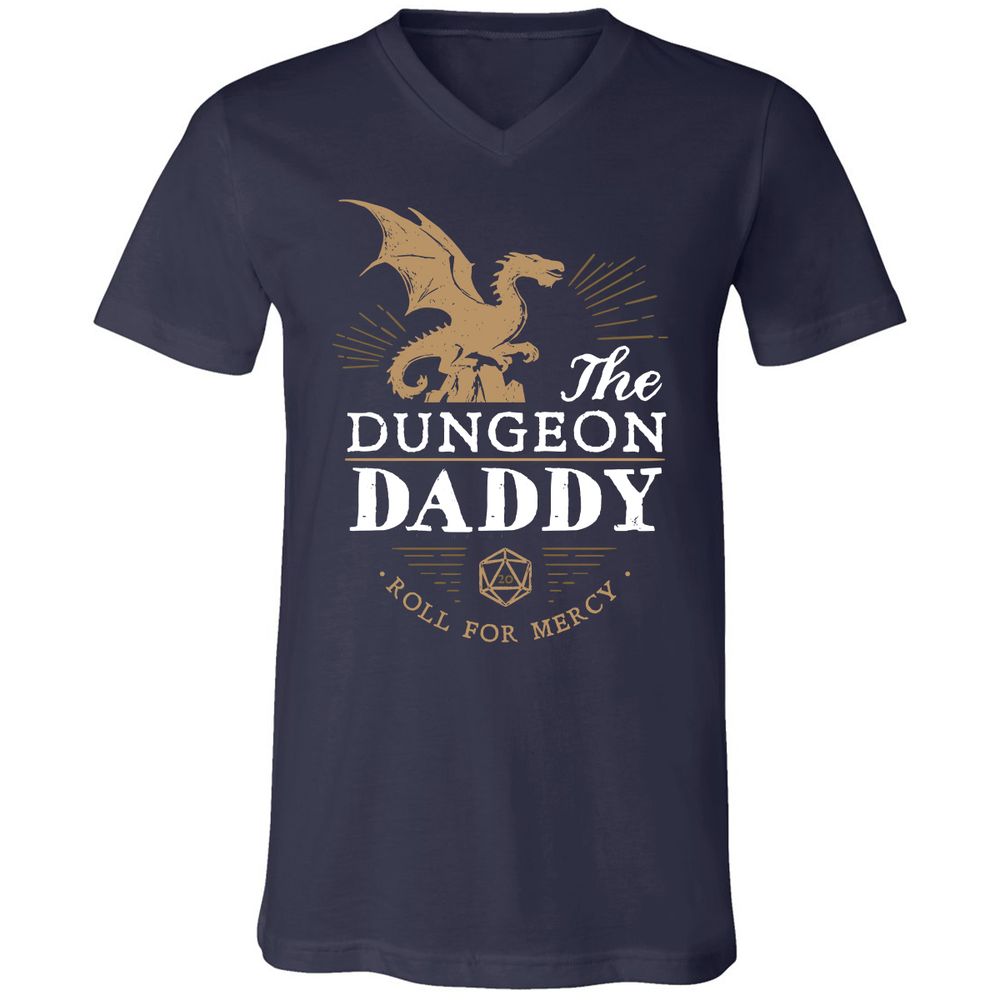 Dungeon Daddy Roll For Mercy Unisex V-Neck T-Shirt - Navy - 2