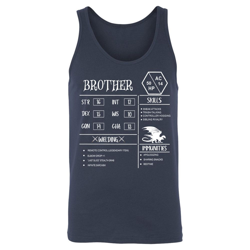Brother Stats Unisex Jersey Tank - Navy - 2