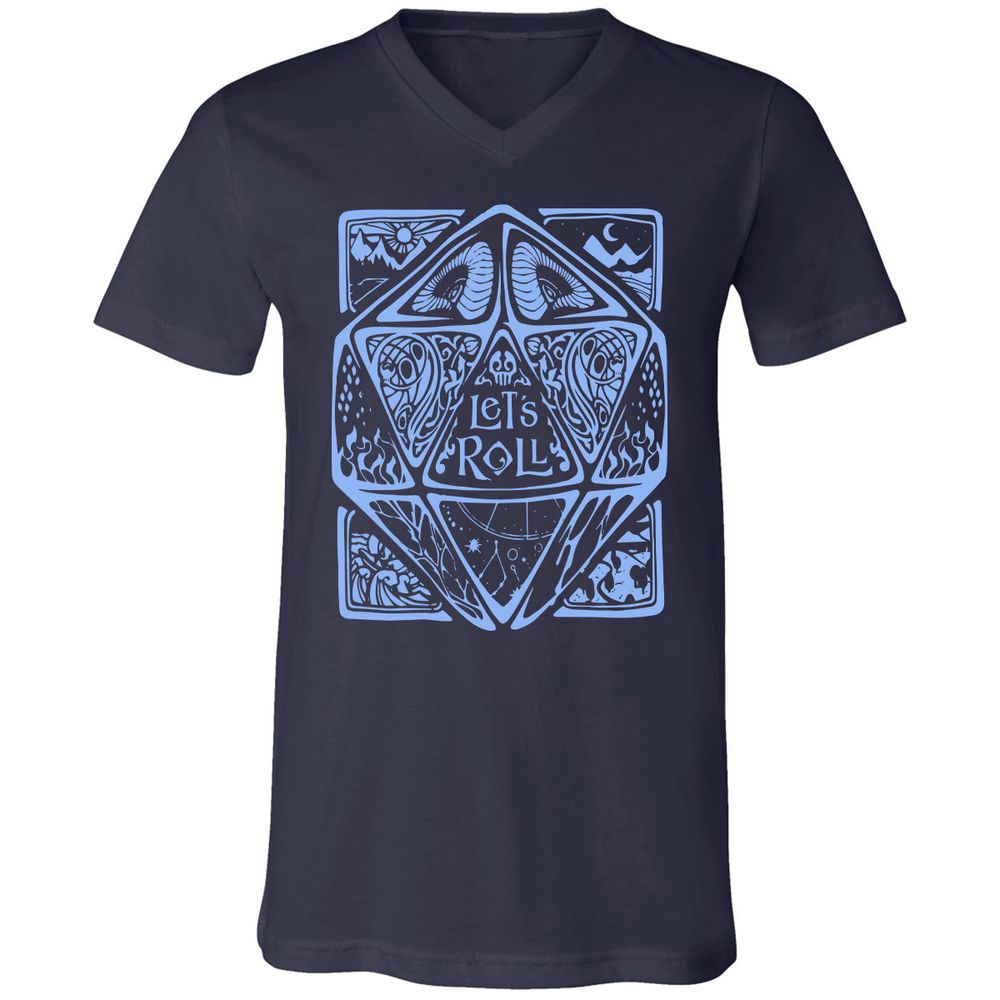 Let's Roll Unisex V-Neck T-Shirt - Navy - 2