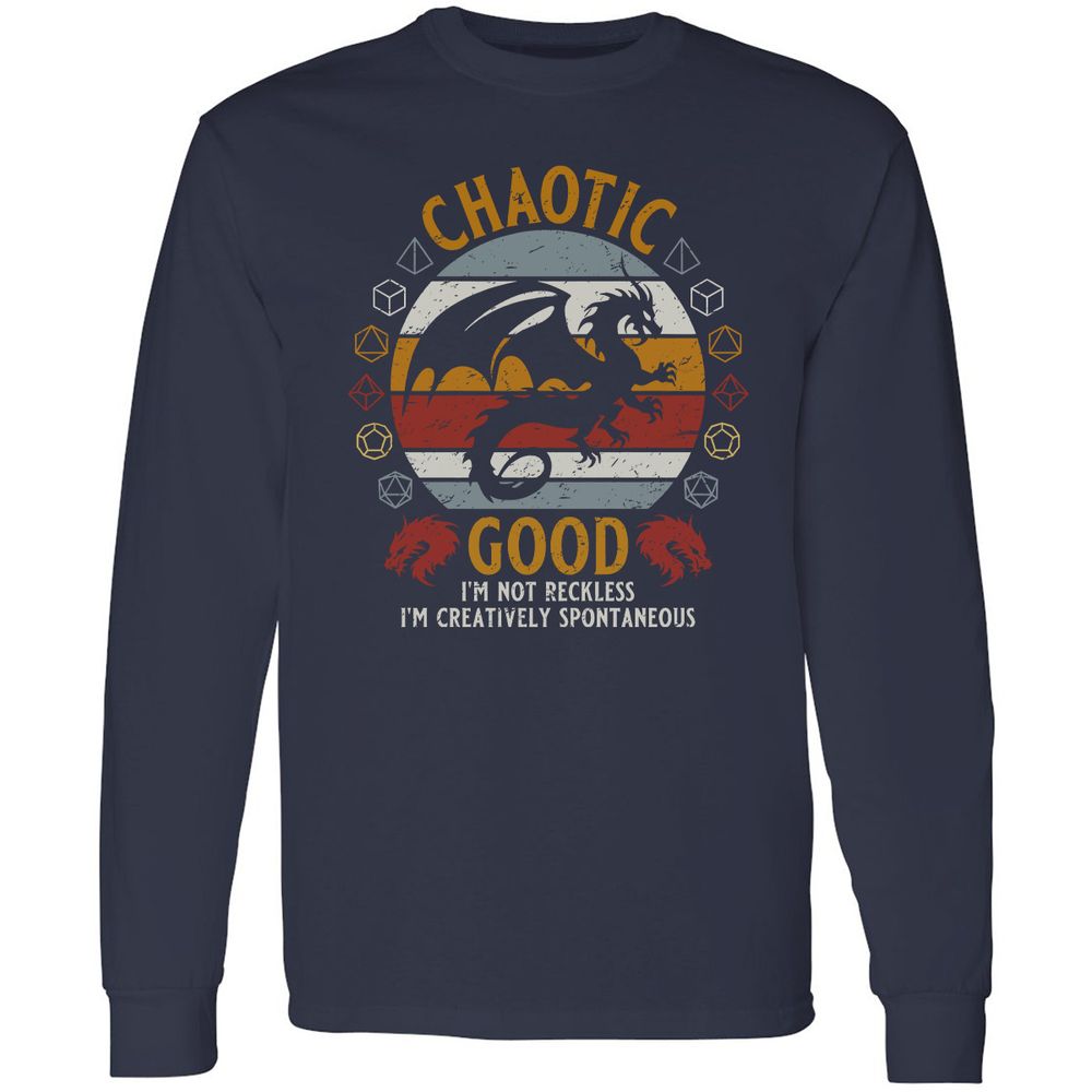 Chaotic Good Long Sleeve T-Shirt - Navy - 2