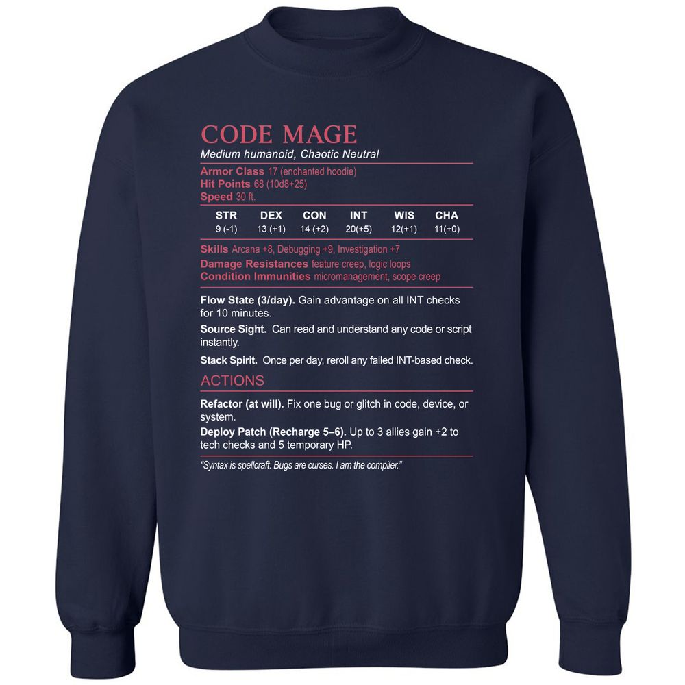 Code Mage Stats Classic Unisex Sweatshirt - Navy - 2